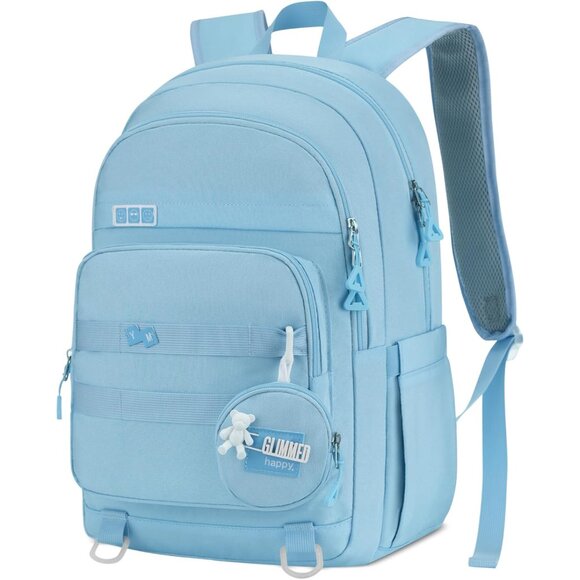 Handbags - Versatile Blue Backpack for School & Travel - Fits 17.3” Laptops with 14 Pockets